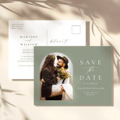 Sage Green Photo Arch Wedding Sla de datum op Briefkaart