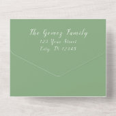 Sage Green Photo Backdrop RSVP Event Invitation All In One Uitnodiging (Achterkant)