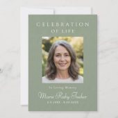 Sage Green Photo Celebration of Life Invitation (Devant)