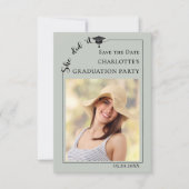 Sage green Photo Graduation Party Save the Date (Devant)
