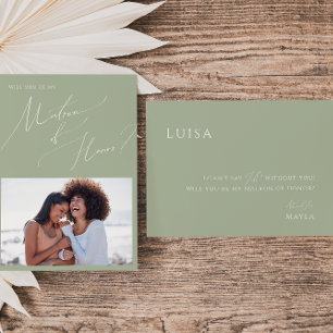 Sage Green Photo Matron of Honor proposal Kaart