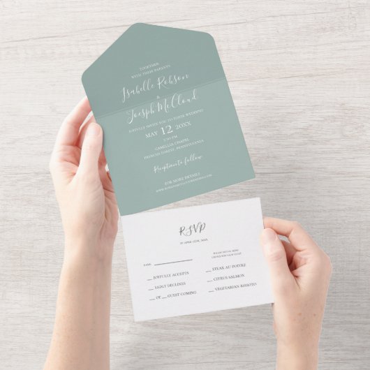 Sage Green Photo Seal and Send All In One Uitnodiging (Afscheurbaar)