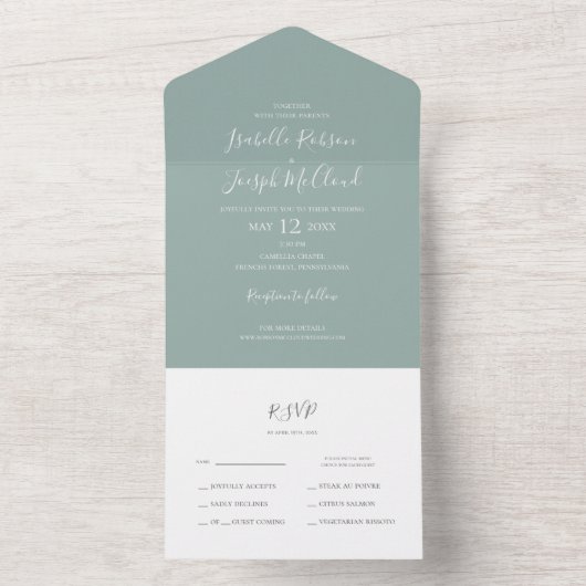 Sage Green Photo Seal and Send All In One Uitnodiging (Binnen)
