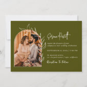 Sage Green Photo Wedding Invitation Kaart (Voorkant)