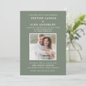 Sage Green Photo Wedding Kaart (Staand voorkant)