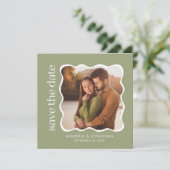 Sage Green Photo Wedding Save The Date (Staand voorkant)