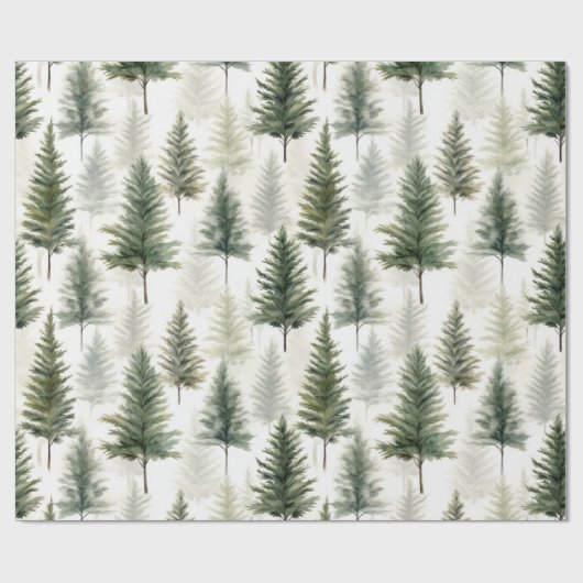 Sage Green Pine Tree Cadeaupapier (Vlak)
