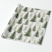 Sage Green Pine Tree Cadeaupapier (Uitgerold)