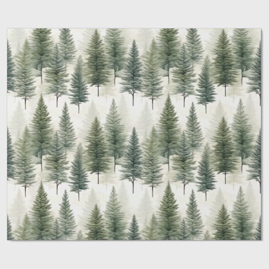 Sage Green Pine Tree Cadeaupapier (Vlak)