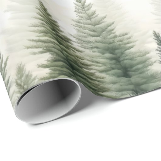 Sage Green Pine Tree Cadeaupapier (Rol Hoek)