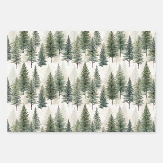 Sage Green Pine Tree Inpakpapier Vel (Voorkant)