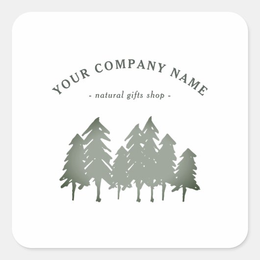 Sage Green Pine Trees Logo Autocollant Carré perso (Devant)