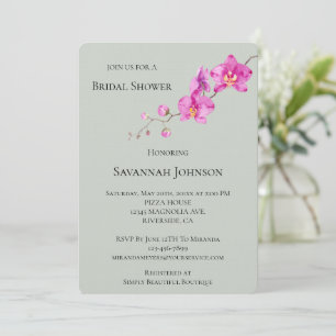 Sage Green Pink Orchid Floral Vrijgezellenfeest Kaart