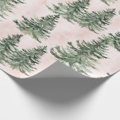 Sage Green & Pink Pine Trees Pattern Cadeaupapier (Hoek)