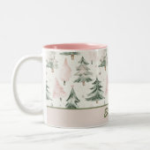 Sage Green & Pink Pine Trees Pattern  Tweekleurige Koffiemok (Links)