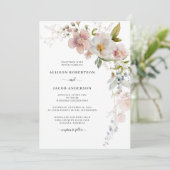 Sage Green Pink Wildflower Floral Wedding Kaart (Staand voorkant)