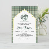 Sage Green Plaid Pattern Ramadan Iftar Invitation (Debout devant)