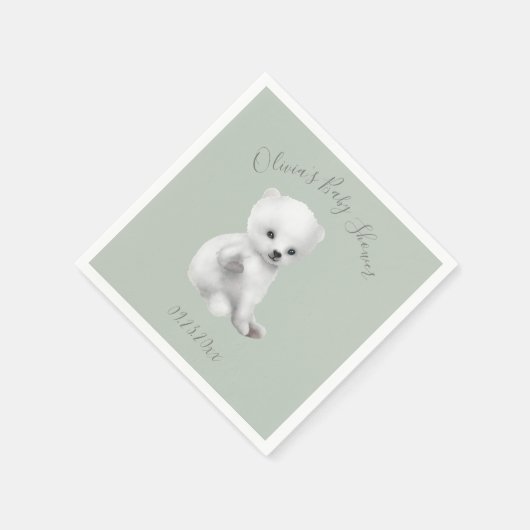 Sage Green Polar Beer Baby shower Napkins Servet (Hoek)