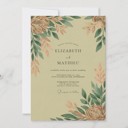 Sage Green Polished Rustic Wedding Kaart (Voorkant)