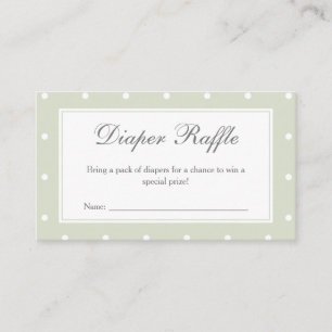 Sage Green Polka Dots Baby shower Luier Raffle Informatiekaartje