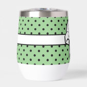 Sage Green Polka Noir Pot Blanc Bow Personnalisé (Avant)