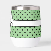 Sage Green Polka Noir Pot Blanc Bow Personnalisé (Arrière)