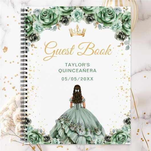 Sage Green Princess Quinceañera Livre d'or