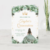 Sage Green Princesse Floral Quinceañera Programme (Devant)