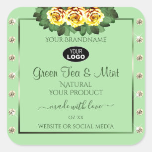 Sage Green Produit Étiquette Jaune Roses Bijoux Lo