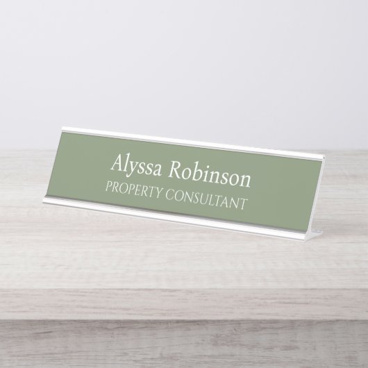 Sage Green Professional Desk Nom Plaque (Devant)