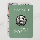 Sage Green Puerto Rico Passport Save The Date (Voorkant / Achterkant)