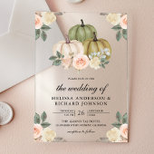Sage Green Pumpkin and Dusty Peach Floral Wedding Acryl Uitnodigingen