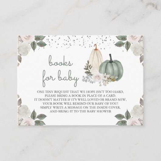Sage Green Pumpkin Floral Herfst Book Request Informatiekaartje (Voorkant)