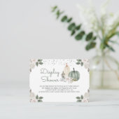 Sage Green Pumpkin Floral Herfst Display Shower Informatiekaartje (Staand voorkant)