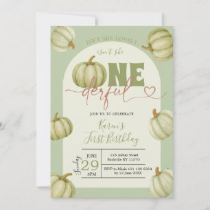 Sage Green Pumpkin Onederful 1e verjaardag Kaart