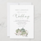 Sage Green Pumpkins Floral Wedding Kaart (Voorkant)