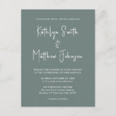 Sage Green QR Code All in One Modern Wedding Uitnodiging Briefkaart (Voorkant)