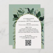 Sage Green QR code Carte de détails du mariage bot (Devant / Derrière)
