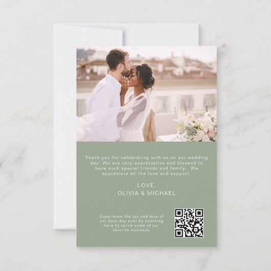 Sage Green QR Code Mariage Merci photo (Dos)
