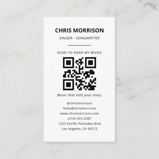 Sage Green QR Code Musician Business Card Visitekaartje (Achterkant)