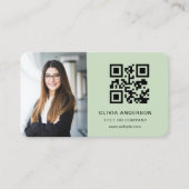 Sage Green QR Code Photo Visitekaartje (Voorkant)