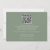 Sage green QR code simple elegant wedding  Save The Date (Achterkant)