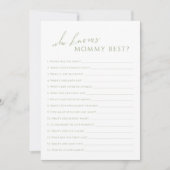 Sage Green Qui Connaît Maman Baby shower Carte De (Devant)