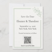 Sage Green Quiet Luxe QR Code Bewaar de Datum Save The Date (Voorkant)