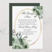 Sage green Quinceanera invitation en espagnol (Devant / Derrière)