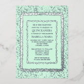 Sage Green Quinceañera Invitation Glam Sparkle (Recto)
