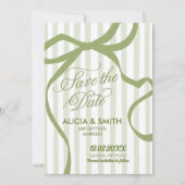 Sage Green Quirky Stripes Faire-part de mariage (Devant)