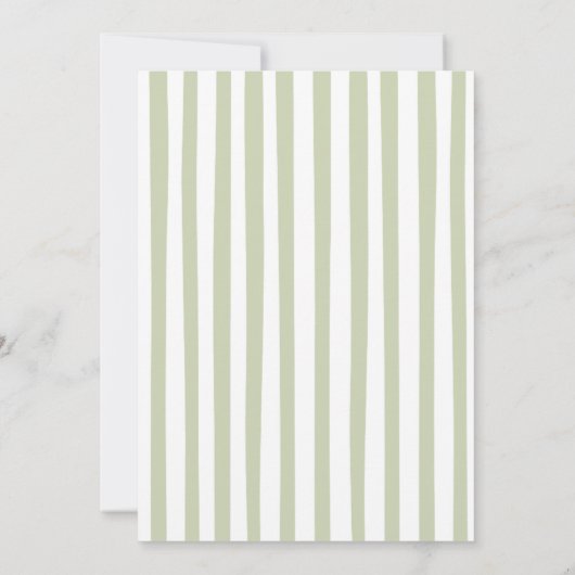 Sage Green Quirky Stripes Faire-part de mariage (Dos)