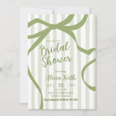 Sage Green Quirky Stripes Invitation de douche nup (Devant)