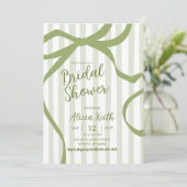 Sage Green Quirky Stripes Invitation de douche nup (Debout devant)